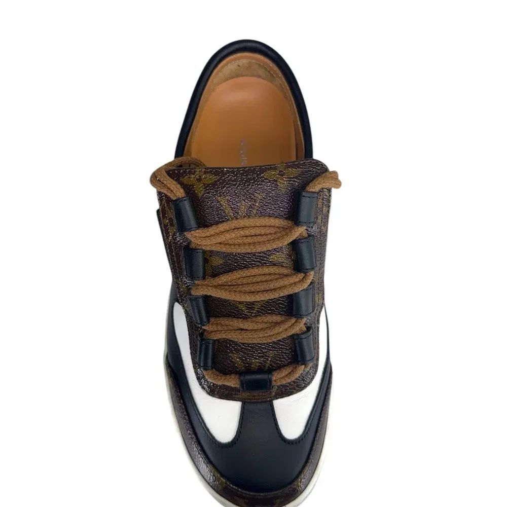 LOUIS VUITTON Black & Brown  LV Monogram Leather Sneakers EU37 - Picture 8 of 16